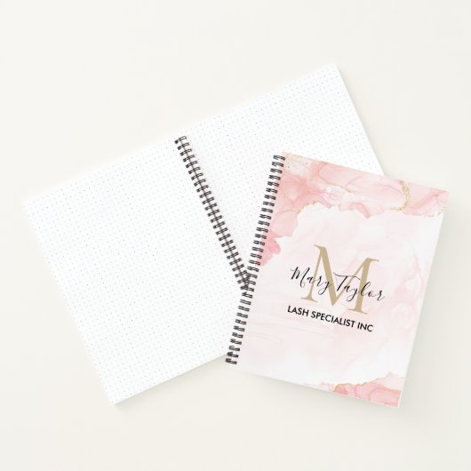 エレガント赤面ピンク金ゴールドグリッター大理石 ノートブック (内部)