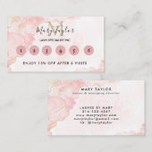 エレガント赤面ピンク金ゴールドグリッター大理石 ロイヤリティカード (正面/裏面)