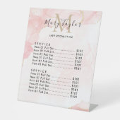 エレガント赤面ピンク金ゴールドグリッター大理石 台座サイン (正面)