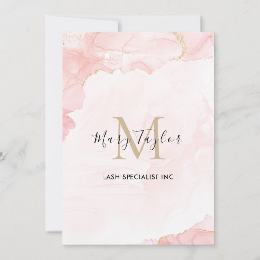 エレガント赤面ピンク金ゴールドグリッター大理石 招待状 (裏面)