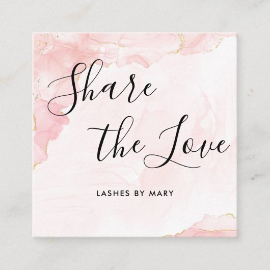 エレガント赤面ピンク金ゴールドグリッター大理石 紹介カード (正面)