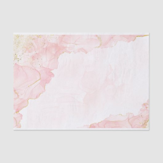 エレガント赤面ピンク金ゴールドグリッター大理石 薄葉紙 (正面)