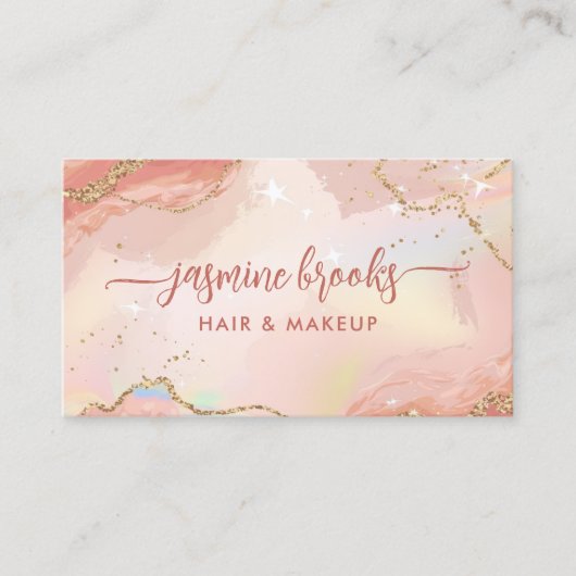 エレガント赤面ピンク金ゴールドグリッター 名刺 (正面)