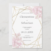 エレガント赤面ピンク金ゴールドテラリウム結婚フローラ 招待状 (正面)