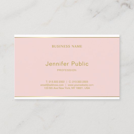 エレガント赤面ピンク金ゴールドテンプレートハンドスクリプト文字 名刺 (裏面)