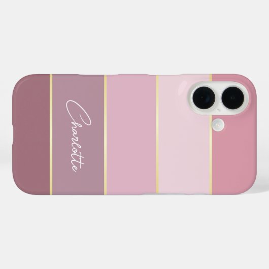 エレガント赤面ピンク金ゴールドパーソナライズされたカラーストライプ Case-Mate iPhoneケース (裏面 (横))