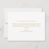 エレガント赤面ピンク金ゴールドフローラカスタムウェディング サンキューカード (裏面)