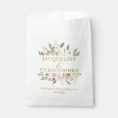 エレガント赤面ピンク金ゴールドフローラカスタムウェディング フェイバーバッグ (正面)