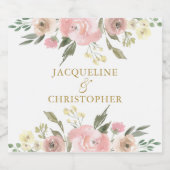 エレガント赤面ピンク金ゴールドフローラカスタムウェディング リキュールボトルラベル (シングルラベル)