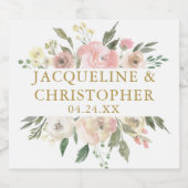 エレガント赤面ピンク金ゴールドフローラサマー結婚ズ スパークリングワインラベル (シングルラベル)