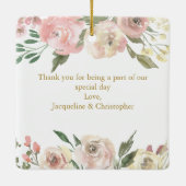 エレガント赤面ピンク金ゴールドフローラメイド・オブ・オーナー（花嫁付き添い人） セラミックオーナメント (裏面)