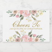 エレガント赤面ピンク金ゴールドフローラ結婚ズ応援ミニ スパークリングワインラベル (シングルラベル)