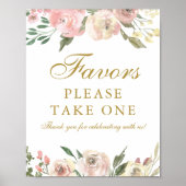 エレガント赤面ピンク金ゴールドフローラ結婚式の引き出物 ポスター (正面)