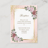エレガント赤面ピンク金ゴールドフローラ結婚披露宴 エンクロージャーカード (正面)