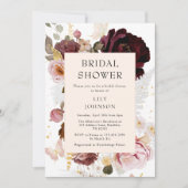エレガント赤面ピンク金ゴールドブライダルシャワー 招待状 (正面)