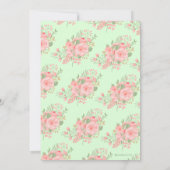 エレガント赤面ピンク金ゴールドミントフローラシャワー 招待状 (裏面)