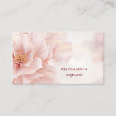 エレガント赤面ピンク金ゴールド水彩フラワー 名刺 (正面)