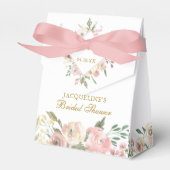 エレガント赤面ピンク金ゴールド牡丹フローラブライダルシャワー フェイバーボックス (正面サイド)