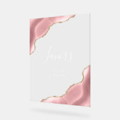 エレガント赤面ピンク金ゴールド瑪瑙結婚式の引き出物 アクリルサイン (傾斜)