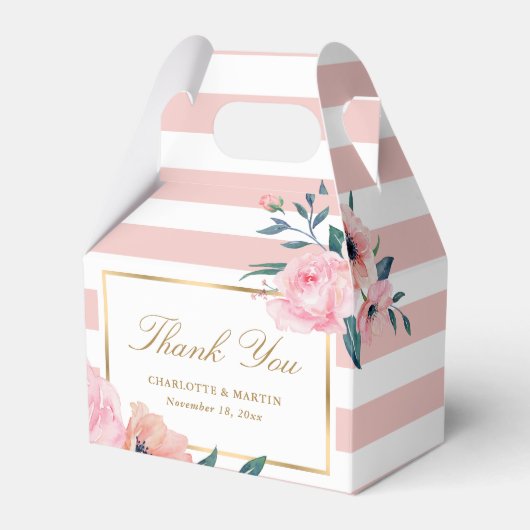 エレガント赤面ピンク金ゴールド結婚フローラ フェイバーボックス (正面サイド)