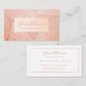 エレガント赤面ピンク金ゴールド自然押し葉 名刺 (正面/裏面)