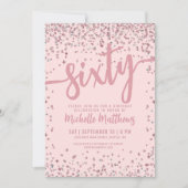 エレガント赤面ピンク60誕生日 招待状 (正面)