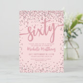 エレガント赤面ピンク60誕生日 招待状 (スタンド正面)