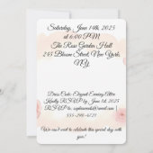 エレガント赤面ピンク&アイボリーバラ誕生日招待状 招待状 (裏面)