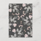 エレガント赤面ピンク&ダークグレーフローラ結婚ズ エンクロージャーカード (裏面)