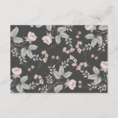 エレガント赤面ピンク&ダークグレーフローラ結婚ズ エンクロージャーカード (裏面)
