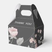 エレガント赤面ピンク&ダークグレーフローラ結婚ズ フェイバーボックス (裏面サイド)