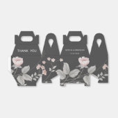 エレガント赤面ピンク&ダークグレーフローラ結婚ズ フェイバーボックス (折り畳みなし)