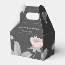 エレガント赤面ピンク&ダークグレーフローラ結婚ズ フェイバーボックス