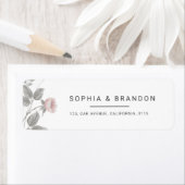 エレガント赤面ピンク&ダークグレーフローラ結婚ズ ラベル (インサイチュ)