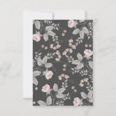 エレガント赤面ピンク&ダークグレーフローラ結婚ズ 出欠カード (裏面)