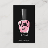 エレガント赤面ピンク&ブラック爪、 ネイルポーランドボトル 名刺 (正面)
