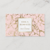 エレガント赤面ピンク&金ゴールドマーブルサロンスパ 予約カード (正面)