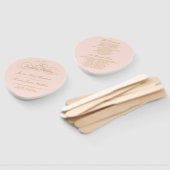 エレガント赤面ピンク&金ゴールド結婚式 プログラムテンプレート ハンドファン (組立なし)