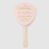 エレガント赤面ピンク&金ゴールド結婚式 プログラムテンプレート ハンドファン (正面)