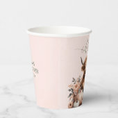 エレガント赤面ピンクHIghland牛のバビーシャワー 紙コップ (右)