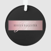 エレガント赤面フェイクバラ金ゴールド |名前とイニシャル オーナメント (裏面)