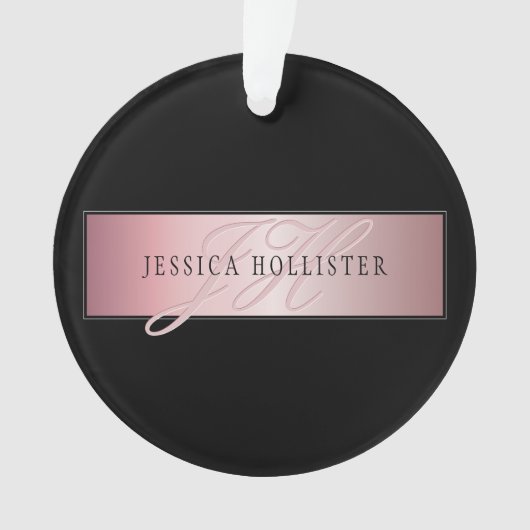 エレガント赤面フェイクバラ金ゴールド |名前とイニシャル オーナメント (正面)