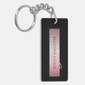 エレガント赤面フェイクバラ金ゴールド |名前とイニシャル キーホルダー (正面左)