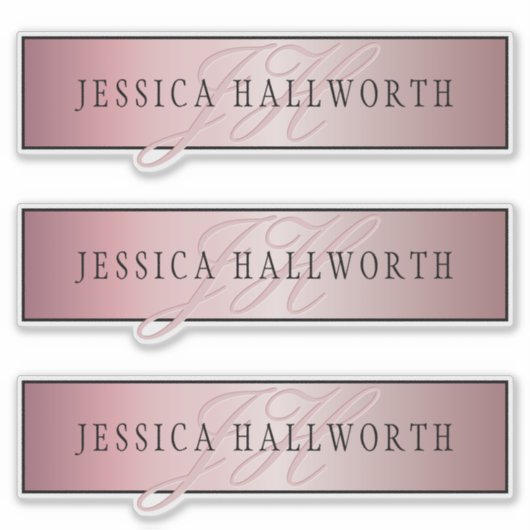 エレガント赤面フェイクバラ金ゴールド |名前とイニシャル シール (正面)