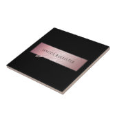 エレガント赤面フェイクバラ金ゴールド |名前とイニシャル タイル (側面)