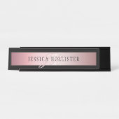 エレガント赤面フェイクバラ金ゴールド |名前とイニシャル デスクネームプレート (正面)