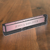 エレガント赤面フェイクバラ金ゴールド |名前とイニシャル デスクネームプレート (側面)