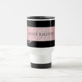 エレガント赤面フェイクバラ金ゴールド |名前とイニシャル トラベルマグ