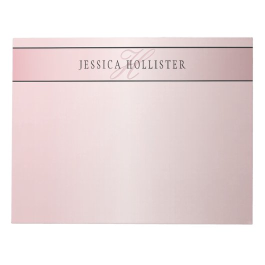 エレガント赤面フェイクバラ金ゴールド |名前とイニシャル ノートパッド (正面)