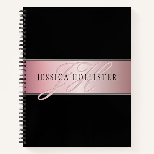 エレガント赤面フェイクバラ金ゴールド |名前とイニシャル ノートブック (正面)